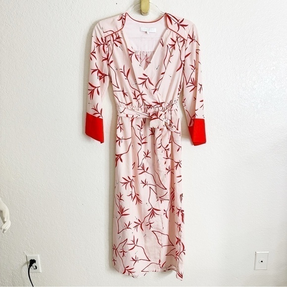 BORGO DE NOR Long-Sleeve Firefly Leaf Wrap Dress size 8 - Picture 3 of 12